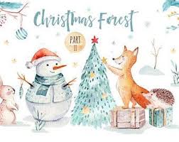 Love Watercolor Christmas Clipart Merry Christmas Diy Clip Etsy In 2020 Christmas Watercolor Christmas Forest Christmas Illustration