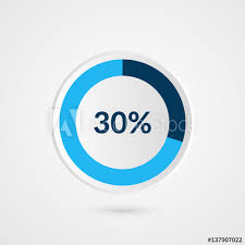 30 Percent Blue Grey And White Pie Chart Percentage Vector