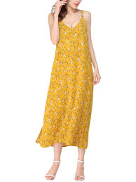 Furami Womens Summer Casual Spaghetti Strap Floral Print Boho Long Maxi Dress Yellow L You Can Find Mo Women Dress Collection Summer Dresses Long Maxi Dress