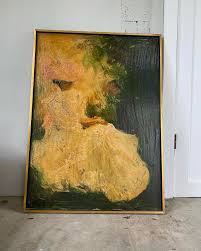 I picked up this pretty lady large painting by mid century California  artist Etta Benjamin Cien (1924 to 2009) at an estate sale and kind of fell  in love with it. I