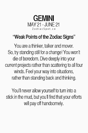 Zodiacspot What Is Your Signs Weak Point Find Zodiac Mind Your 1 Source For Zodiac Facts Gemini Zodiac Quotes Gemini Quotes Zodiac Facts