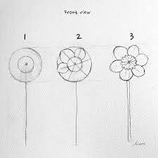 Front View How To Draw A Daffodil Easy Pictures To Draw Step By Step Black Pencil Sketch Diy Flower Drawing Tutorials Flower Drawing Easy Flower Drawings