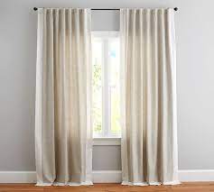 Pottery barn emery poletop drape 50 x 96 oatmeal 3 available. Emery Border Linen Rod Pocket Curtain Pottery Barn