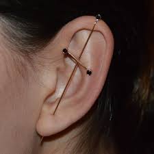 Three Pointer Needle Earring In 2020 Ear Jewelry Needle Earrings Black Jewelry