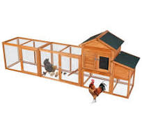 122" Large Outdoor Poultry Cage, Wooden Chicken Coop with Nest Box and Wire  Fence, Weatherproof Hen House Coops for 2-4 Chickens
