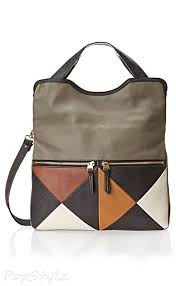 Fossil Erin Colorblock Cross Body Leather Handbag Canta