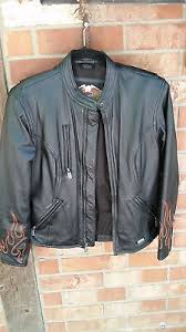 Harley Davidson Womens Flame Motorcycle Leather Jacket Excellent Size Xs Ebay