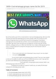 So not personally message to any group members without the permission of them. 1000 Cool Whatsapp Groups Name List For 2019