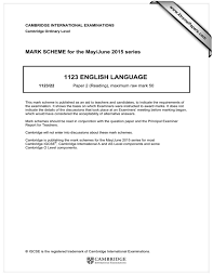 Listening sample paper 1 answer key. 1123 English Language Mark Scheme For The May June 2015 Series