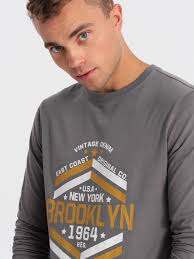 Longsleeve męski z nadrukiem w stylu collegowym szary V1 OM-LSPT-0117 L  (5902228916864) • Cena, Opinie • Koszulki z długim rękawem 15025841889 •  Allegro