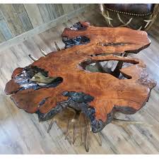 Please keep in mind that the piece you order may not look exactly like the picture, because real antlers do not always look the same. Burl Top Moose Antler Coffee Table