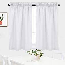 Check spelling or type a new query. Amazon Com Nanan White Curtains 45 Inch Long Casual Weave Small Window Curtain Kitchen Bathroom Basement Bedroom Drapes 30 X 45 White Set Of 2 Home Kitchen