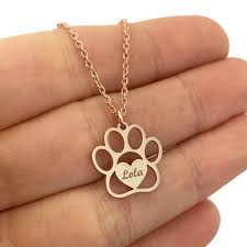 Custom Paw Necklace With Name Dog Paw Necklace Personalized Etsy In 2020 Paw Necklaces Dog Paw Necklaces Paw Print Necklace