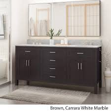 This has an even less complex layout but an absence of storage space. Greeley Contemporary 72 Wood Double Sink Bathroom Vanity With Carrera Marble Top By Christopher Knight Home
