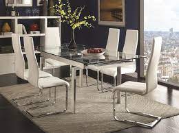 Buy any modern & contemporary dining furniture set for your room at discount price. Coaster Modern Dining 106281 6x100515wht Contemporary Dining Room Set With Glass Table Northeast Factory Direct Dining 7 Or More Piece Sets