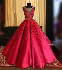 Cherry Red Ball Gown With Red Bead Work Red Ball Gowns Gowns Designer Dresses Indian