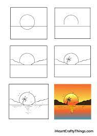 How to draw a sunset. Sunset Drawing How To Draw A Sunset Step By Step