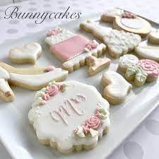 Pink White And Rose Gold Wedding Sugar Cookies By Bunnycakes Fancy Cookies Bridal Cookies Sugar Cookie Royal Icing