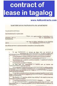 Contract Lease In Tagalog Rental Agreement Templates Tagalog Contract