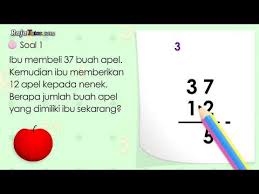 Latihan penjumlahan untuk anak tk rumah pintar. Matematika Soal Cerita Pengurangan Tanpa Meminjam Berhitung Belajardirumah Dirumahsaja Youtube