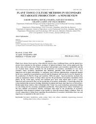 Maybe you would like to learn more about one of these? Pdf Plant Tissue Culture Methods In Secondary Metabolite Production A Mini Review