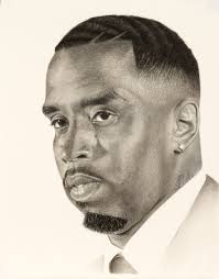 P. Diddy; David Combs; 2015; graphite, charcoal, black color pencil; 19x24  inches