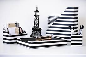 Black And White Office Supplies Blu Monaco Black White Stripe Desk Organizer 4 Piece Set Letter Mail Office Supplies Organizer Pape Desk Organization Magazine File Holders Magazine Files