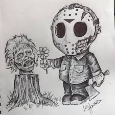 Step by step beginner drawing tutorial of jason vorhees from friday the 13th. Art By Lee Howard It S Lil Jason Voorhees And His Mom 7 X10 Sketch Available In My Shop Facebook