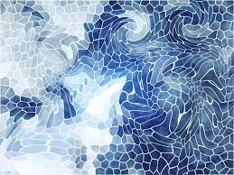 Glass mosaics bring a stunning look and brilliant color to any surface. Photo By Enny Llek Mosaic Wallpaper Mosaic Artwork Blue Mosaic