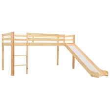 Lit enfant surélevé et toboggan pin massif enzo coloris blanc ou gris foncé, avec sommier inclus. Lit Mezzanine Avec Toboggan En Pin Naturel Cielterre Commerce