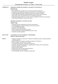Hospital Pharmacy Technician Resume Samples Velvet Jobs