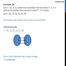 Some question to determine which one is true statement? Example 28 Let S 1 2 3 Determine If Inverse Find F 1