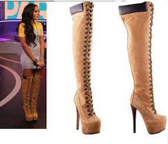 Demonia patent rave royalty thigh high boots should we curtsy? Real Women Fashion Dark Yellow Suede 16cm High Heel Lace Up Over The Knee Boots High Platform Buckles Fastening Stylish Shoes Stylish Shoes Shoes Fashionhigh Platform Aliexpress
