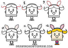 How To Draw Cartoon Girl With Pig Tails And Bunny Ears From Division Sign How To Draw Step By Step Drawing Tutorials Drawing of a cartoon pig with a coiled short tail and smile turning up to the. how to draw cartoon girl with pig tails