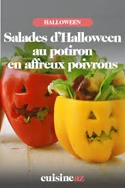 Salades D Halloween Au Potiron En Affreux Poivrons Recette Potiron Salade Aperitif Facile