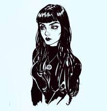 I Love Bangs Hair Illustration Girls With Black Hair Comic Style Art