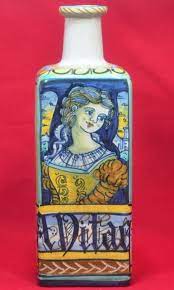 Saca Castelli Vintage Pottery Italian Vase Container 8 1 4 Tall Ceramica Maiolica Rinascimento Italiano