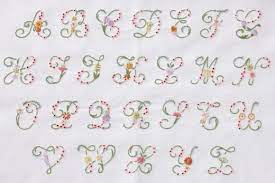 Here's a set of free printable alphabet letter images for you to download and print. Embroidery Letters With Flowers Dmc Flower Letter Alphabet Embroidery Kit 29 99 A Great Range Of Bordados A Mao Monograma Iniciais