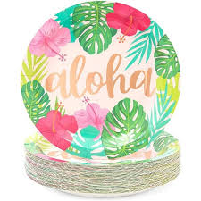 Flower & garden festival outdoor kitchens. Sparkle And Bash 48 Pack Hawaiian Aloha Disposable Paper Plates Luau Birthday Party Supplies Decorations 9 In Target