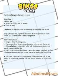 Having the characteristics of traditional culture and customs, especially in a contrived or artificial way. Adjectives That Start With A Bingo By Adjectives Hq Tpt