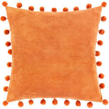 Enjoy fast delivery, best quality and cheap price. Artistic Weavers Galini Burnt Orange Velvet Pom Pom Polyester Fill 18 In X 18 In Decorative Pillow S00161030748 The Home Depot