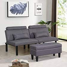 Yes, included is one full sleeper and storage futon. Buy Futon Sofa Bed Couch And Sleeper With Storage Ottoman Footstool Or Coffee Table And 2 Lumbar Pillows Tufted Adjustable Convertible Futon Sofa Bed Sleeper Couch Loveseat Small Metal Leg Linen Gray Online