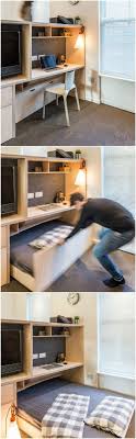 The Guest Bed Is Hidden Under The Bedroom Floor In This Micro Apartment Small Spaces Tiny House Storage Bedroom Flooring