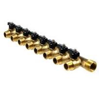 Collecteur mâle 3/4" (20/27) - femelle 1/2" (15/21) avec mini-vannes  monobloc 8 départs mâle 1/2" (15/21) - Arcanaute