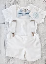 برعم الصياغة ملابس Baby Boy Baptism Outfit White Onesie Suspenders By Chezprudence Kyxnilab Com