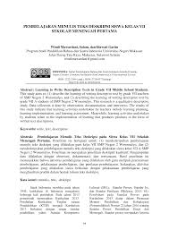 Data lengkap tentang contoh soal hots bahasa inggris smp kelas 7. Https Media Neliti Com Media Publications 319499 Pembelajaran Menulis Teks Deskripsi Sisw 1a21f6b0 Pdf