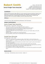 Freight Team Associate Resume Samples Qwikresume