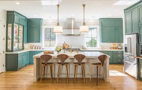 Huge transitional dark wood floor kitchen photo in new other views of this kitchen and the adjacent great room are also available on houzz. Is This The Year Blue And Green Kitchen Cabinets Edge Out White