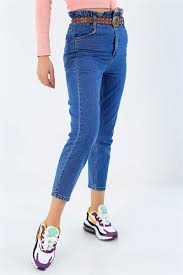 44 95 Tl Beli Lastikli Mavi Mom Bayan Kot Pantolon 27912b Modamizbir 2020 Kotlar Pantolon Giyim