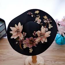 2018 Hot Sales Black Ladies Church Hats With Pretty Colorful Hand Made Flowers Bridal Wedding Hats Kentucky Derby Hats Ladies Hats For Weddings Lady